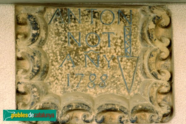 Bell-lloc d'Urgell - Inscrip. Anton Not, 1788 (Foto: Albert Esteves, 2008) Bell-lloc d'Urgell - Inscrip. Anton Not, 1788