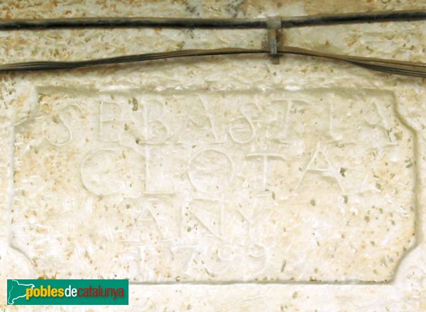 Bell-lloc d'Urgell - Inscrip. Sebastià Clota 1799 (Foto: Albert Esteves, 2008) Bell-lloc d'Urgell - Inscrip. Sebastià Clota 1799