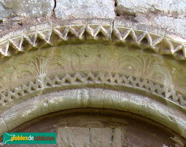Jorba - Ermita de la Mare de Déu de la Sala, detall de la portada (Foto: Albert Esteves, 2009) Jorba - Ermita de la Mare de Déu de la Sala, detall de la portada