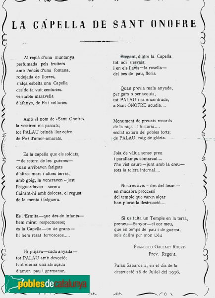 Palau-saverdera - Goigs de Sant Onofre Palau-saverdera - Goigs de Sant Onofre