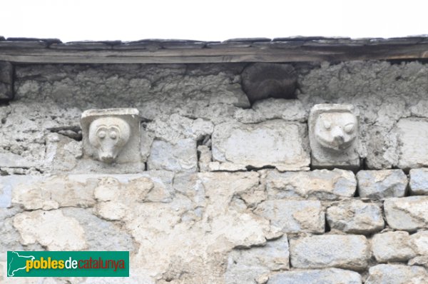 Església de Santa Eulàlia a Unha - Mènsules decorades amb cares d'animals (Foto: Joan Sánchez Sabé, 2014) Església de Santa Eulàlia a Unha - Mènsules decorades amb cares d'animals