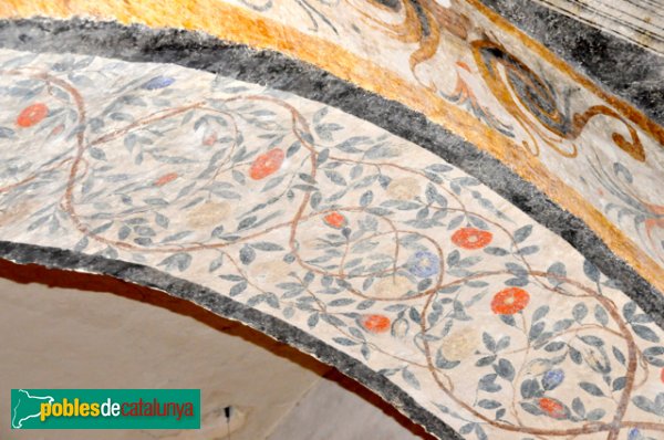 Església de Santa Eulàlia a Unha - Pintura d'un dels arcs (Foto: Joan Sánchez Sabé, 2014) Església de Santa Eulàlia a Unha - Pintura d'un dels arcs