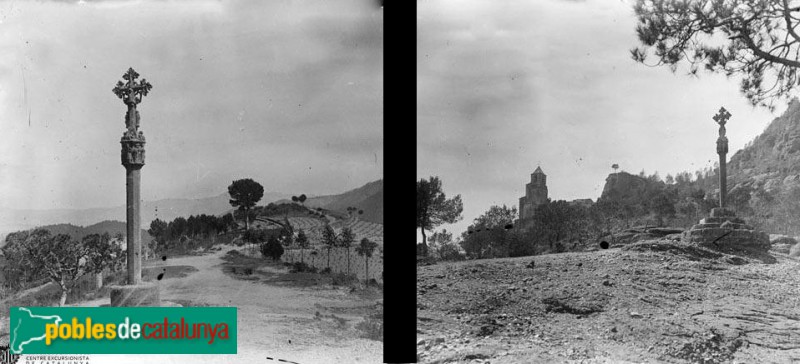 Cervelló - Creu de terme de Santa Maria (Foto: <i>Francesc Blasi - Arxiu C.E.C.-</i>, Inicis segle XX) Cervelló - Creu de terme de Santa Maria