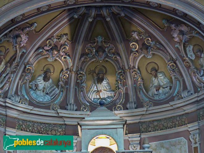 Calldetenes - Església de Nostra Senyora de la Mercè. Detall sants mercedaris a l'absis (Foto: Graciel·la Vidal, 2017) Calldetenes - Església de Nostra Senyora de la Mercè. Detall sants mercedaris a l'absis