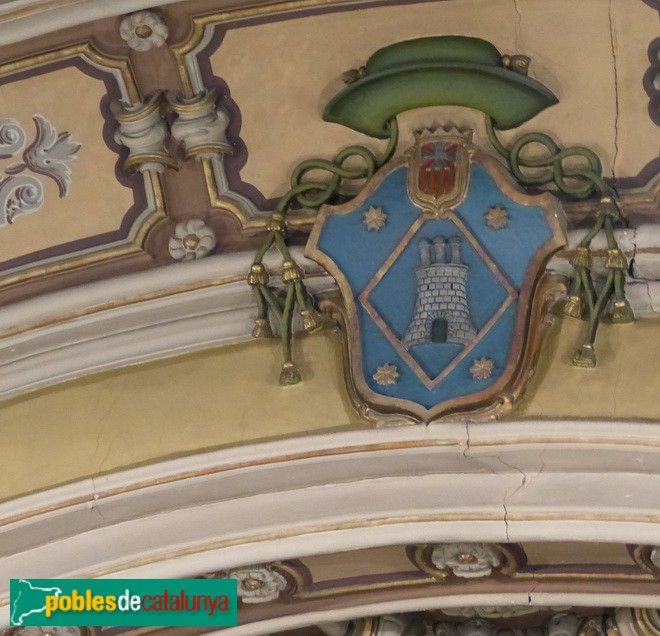 Calldetenes - Església de Nostra Senyora de la Mercè. Escut del Bisbe (Foto: Graciel·la Vidal, 2017) Calldetenes - Església de Nostra Senyora de la Mercè. Escut del Bisbe