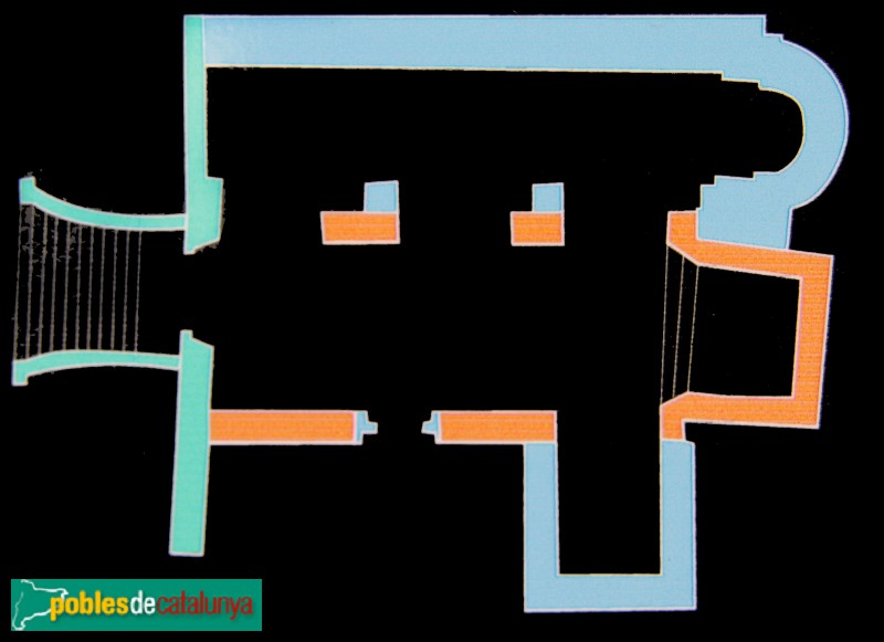 Canapost - Església de Sant Esteve, planta (Foto: cartell al costat del monument) Canapost - Església de Sant Esteve, planta