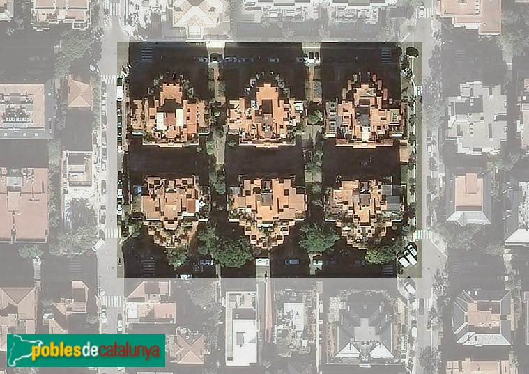 Barcelona - Blocs residencials Freixa-Raset, vista aèria (Foto: Institut Cartogràfic de Catalunya, 2018) Barcelona - Blocs residencials Freixa-Raset, vista aèria