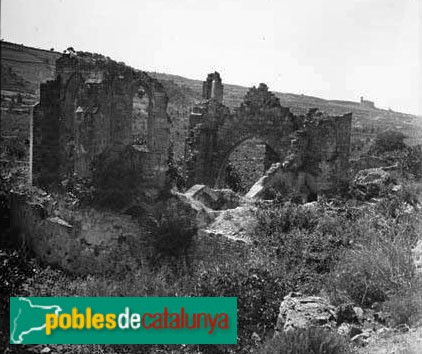 Guimerà - Monestir de Vallsanta (Foto: <i>Jaume Biosca -Arxiu Fotogràfic Centre Excursionista de Catalunya</i>, 1917) Guimerà - Monestir de Vallsanta