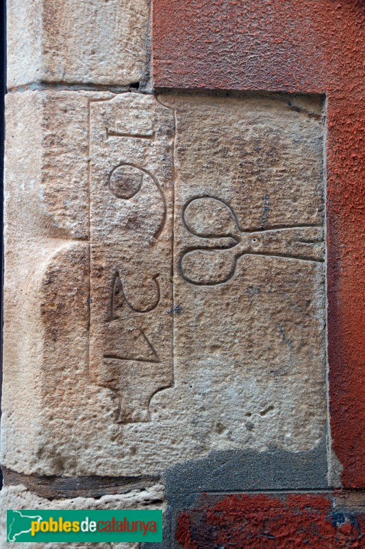 Sant Martí de Maldà - Llinda, 1621, en un brancal (Foto: Albert Esteves, 2018) Sant Martí de Maldà - Llinda, 1621, en un brancal