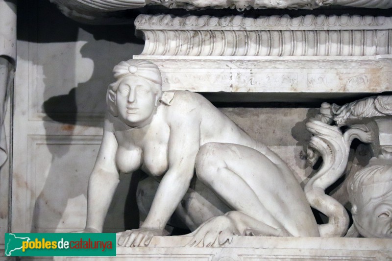 Bellpuig - Mausoleu de Ramon Folc de Cardona: sirena o harpia (Foto: Albert Esteves, 2018) Bellpuig - Mausoleu de Ramon Folc de Cardona: sirena o harpia