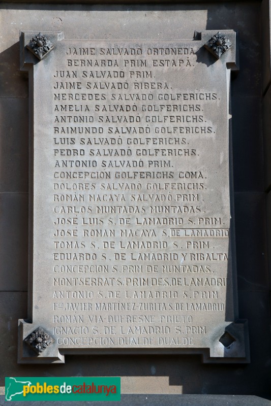 Cementiri del Poblenou - Panteó Salvadó-Muntadas-Lamadrid (Foto: Albert Esteves, 2019) Cementiri del Poblenou - Panteó Salvadó-Muntadas-Lamadrid