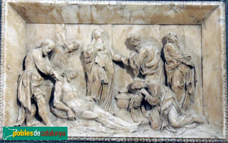 Valls - Església de Sant Joan Baptista, relleu d'alabastre del retaule original (Foto: Albert Esteves, 2019) Valls - Església de Sant Joan Baptista, relleu d'alabastre del retaule original