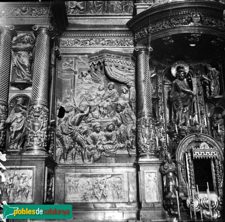 Valls - Església de Sant Joan Baptista, retaule (Foto: <i>Francesc Blasi -Arxiu fotogràfic C.E.C.-</i>, 1924) Valls - Església de Sant Joan Baptista, retaule