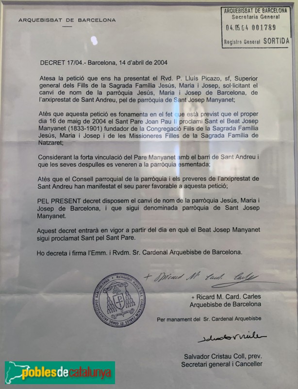 Barcelona - Església del Pare Manyanet (Foto: Albert Esteves, 2019) Barcelona - Església del Pare Manyanet