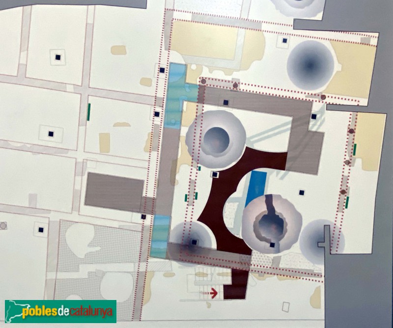 Barcelona - Domus romana i sitges del carrer de la Fruita, cartell in situ Barcelona - Domus romana i sitges del carrer de la Fruita, cartell in situ