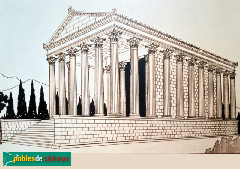 Barcelona - Recreació del temple romà (Foto: cartell in situ) Barcelona - Recreació del temple romà