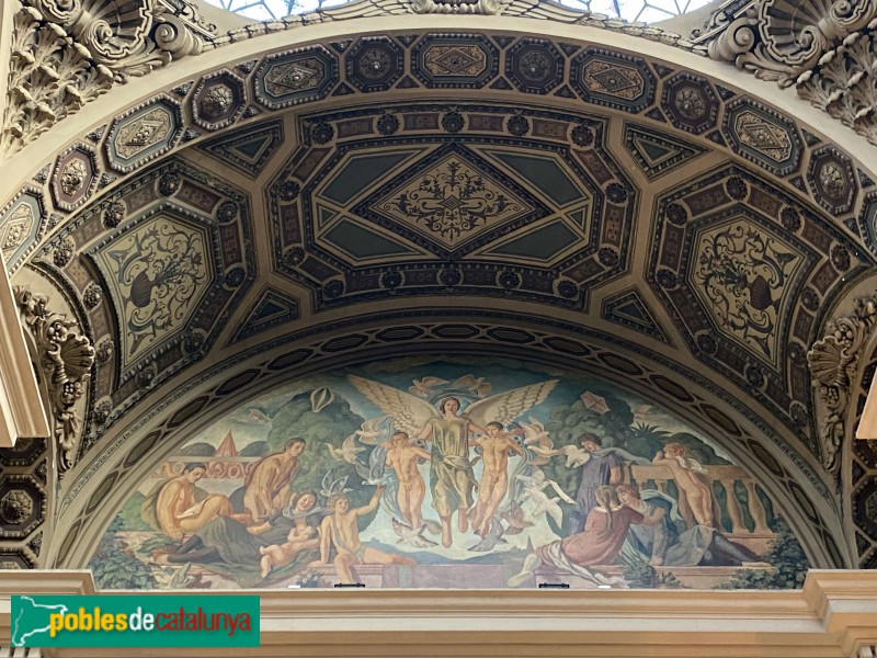 Barcelona - Edifici de Correus. Pintura de Josep Obiols (Foto: Albert Esteves, 2020) Barcelona - Edifici de Correus. Pintura de Josep Obiols