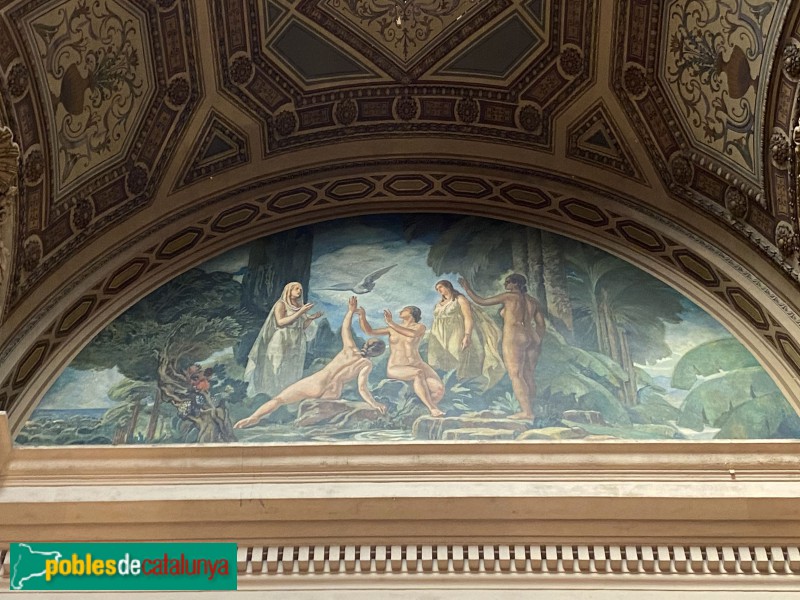 Barcelona - Edifici de Correus. Pintura de Francesc Labarta (Foto: Albert Esteves, 2020) Barcelona - Edifici de Correus. Pintura de Francesc Labarta