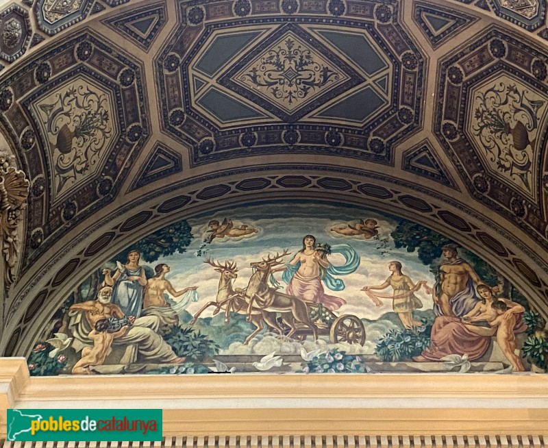 Barcelona - Edifici de Correus. Pintura de Francesc Canyelles (Foto: Albert Esteves, 2020) Barcelona - Edifici de Correus. Pintura de Francesc Canyelles