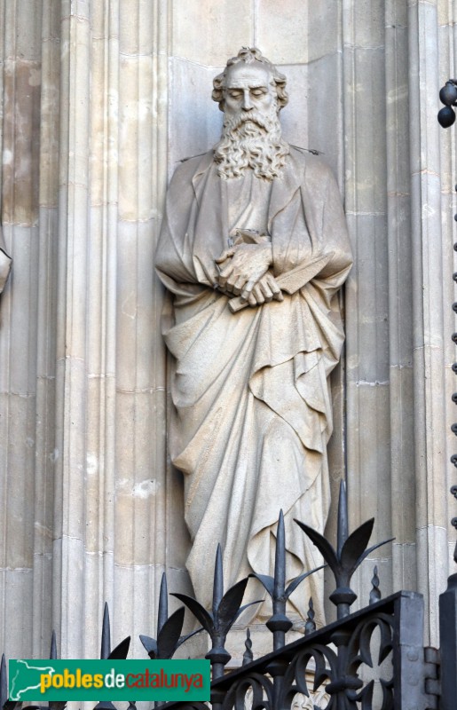 Barcelona - Catedral. Façana principal. Sant Bartomeu, d'Agapit Vallmitjana (Foto: Albert Esteves, 2020) Barcelona - Catedral. Façana principal. Sant Bartomeu, d'Agapit Vallmitjana