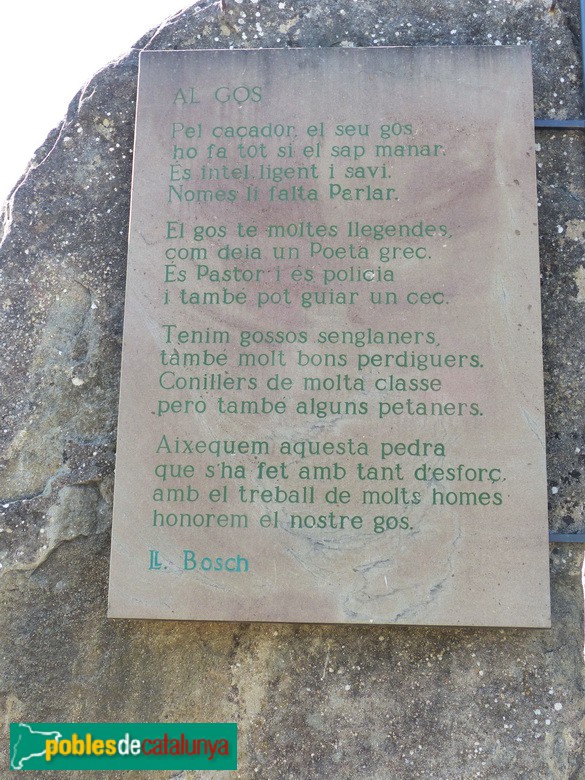 Taradell - Monument al gos caçador.  Poema