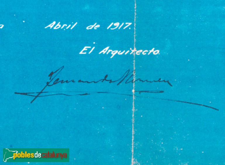 Barcelona - Restaurant l'Elèctric. Plànol (detall signatura). <i>Arxiu Municipal del Districte de Sarrià</i> Barcelona - Restaurant l'Elèctric. Plànol (detall signatura). <i>Arxiu Municipal del Districte de Sarrià</i>