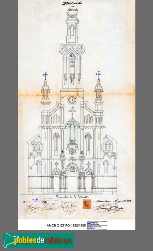 Barcelona - Església de Sant Joan d'Horta. Plànols - <i>Arxiu Municipal Contemporani de Barcelona</i> Barcelona - Església de Sant Joan d'Horta. Plànols - <i>Arxiu Municipal Contemporani de Barcelona</i>