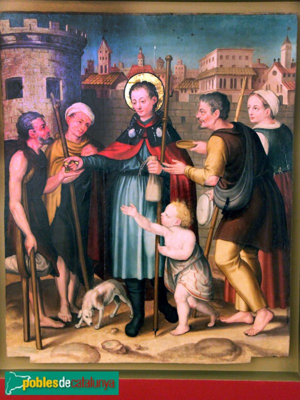 L'Hospitalet de Llobregat - Retaule de sant Roc - Sant Roc repartint menjar L'Hospitalet de Llobregat - Retaule de sant Roc - Sant Roc repartint menjar