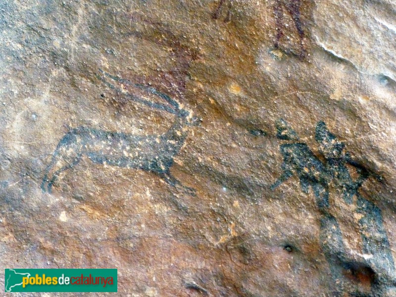 El Cogul - Pintures rupestres de la Cova dels Moros (Foto: Valentí Pons, 2021) El Cogul - Pintures rupestres de la Cova dels Moros