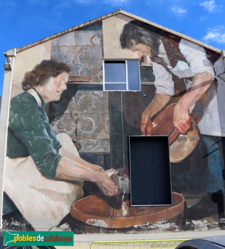 Granollers - Roca Umbert. Fàbrica de les Arts. Mural "Però no demanis pernil.." (Foto: Albert Esteves, 2021) Granollers - Roca Umbert. Fàbrica de les Arts. Mural "Però no demanis pernil.."