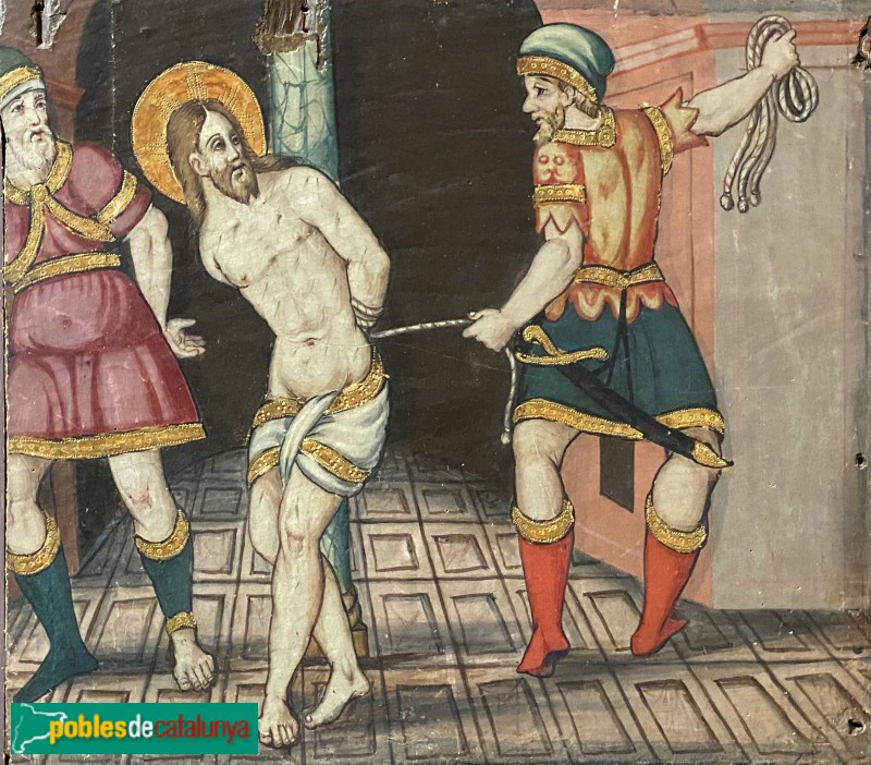 Retaule de Sant Sebastià de Montmajor. Flagel·lació de Crist (Foto: Albert Esteves, 2022) Retaule de Sant Sebastià de Montmajor. Flagel·lació de Crist