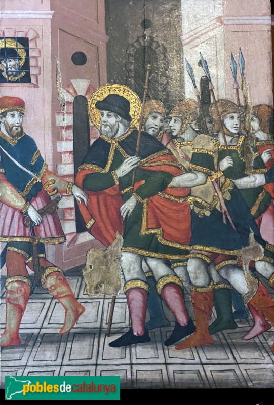 Caldes de Montbui - Retaule de Sant Sebastià de Montmajor. Sant Roc pres (Foto: Albert Esteves, 2022) Caldes de Montbui - Retaule de Sant Sebastià de Montmajor. Sant Roc pres