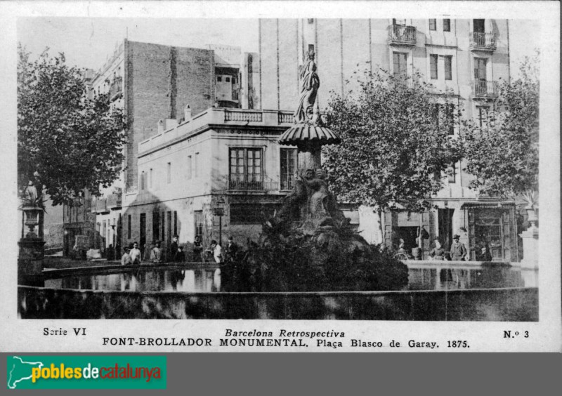 Barcelona - La plaça, amb la botiga, l'any 1875 Barcelona - La plaça, amb la botiga, l'any 1875
