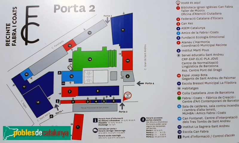 Antiga fàbrica Fabra i Coats. Mapa. Cartell in situ