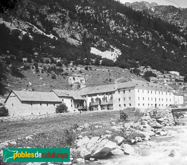 Boí - Balneari de Caldes de Boí (Foto: Anònima -Arxiu Fotogràfic Centre Excursionista de Catalunya-, 1895-1916) Boí - Balneari de Caldes de Boí