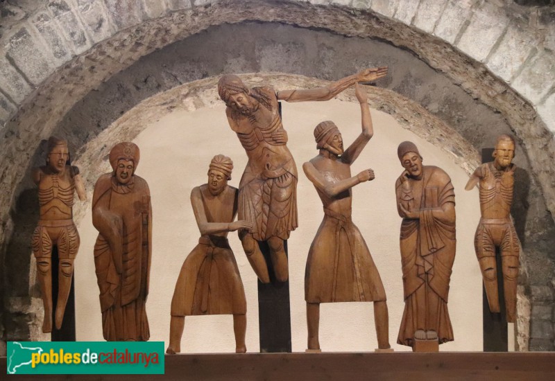 Erill la Vall - Església de Santa Eulàlia. Davallament . Reproducció in situ (Foto: Albert Esteves, 2023) Erill la Vall - Església de Santa Eulàlia. Davallament . Reproducció in situ