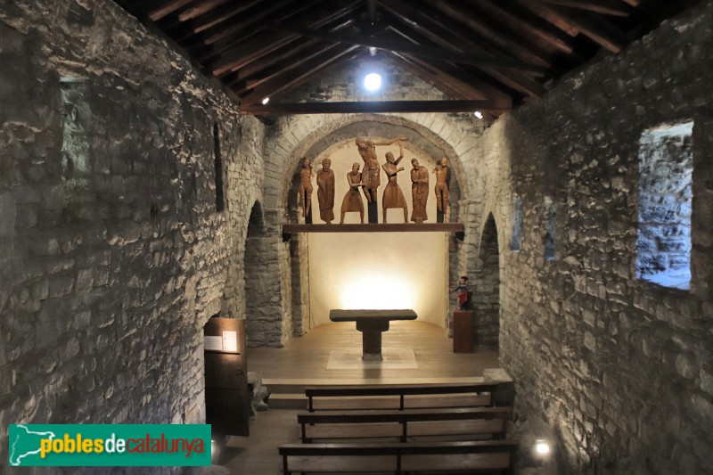 Erill la Vall - Església de Santa Eulàlia. Davallament . Reproducció in situ (Foto: Albert Esteves, 2023) Erill la Vall - Església de Santa Eulàlia. Davallament . Reproducció in situ