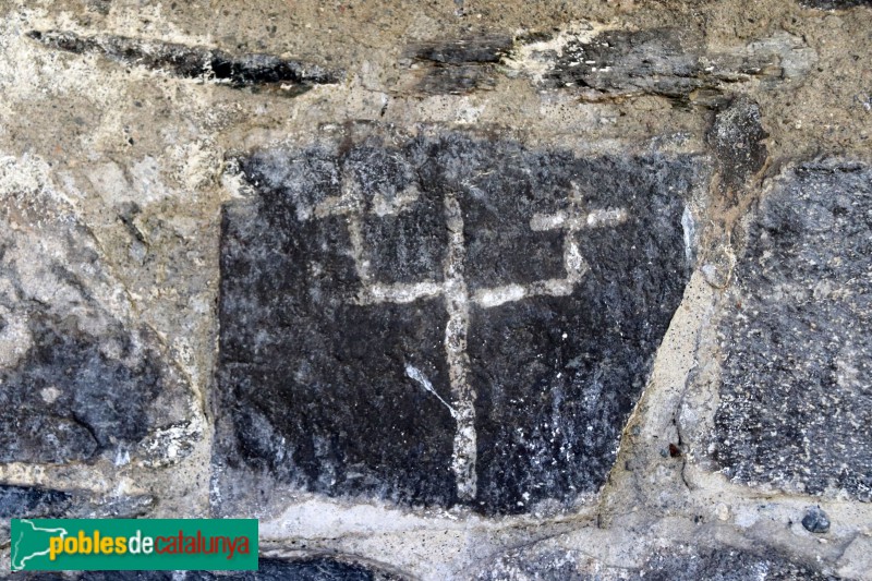 Erill la Vall - Església de Santa Eulàlia. Carreu amb dibuix (Foto: Albert Esteves, 2023) Erill la Vall - Església de Santa Eulàlia. Carreu amb dibuix