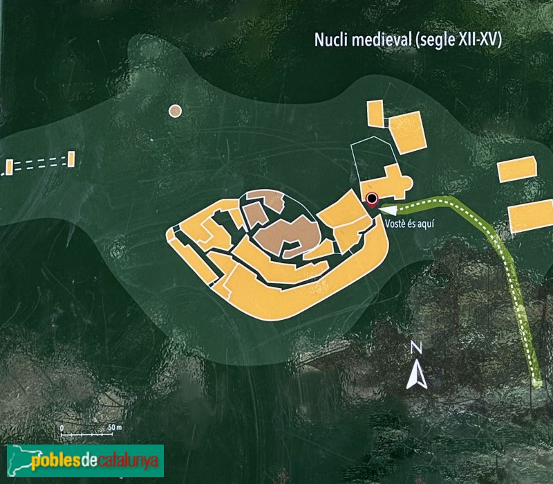 Vilaller - Nucli medieval. Cartell in situ Vilaller - Nucli medieval. Cartell in situ