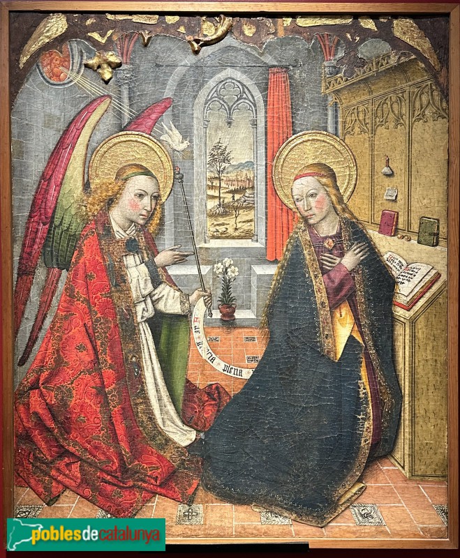 Tarragona - Museu Diocesà. Jaume Huguet (atrib.). 1445-50. Taula de l'Anunciació de Vallmoll (Foto: Albert Esteves, 2023) Tarragona - Museu Diocesà. Jaume Huguet (atrib.). 1445-50. Taula de l'Anunciació de Vallmoll