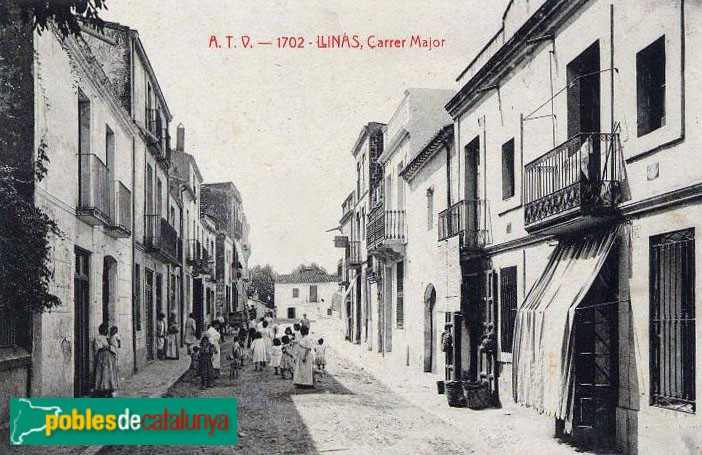 Llinars del Vallès - Carrer Major. Postal antiga (Foto: Albert Esteves, 2023) Llinars del Vallès - Carrer Major. Postal antiga