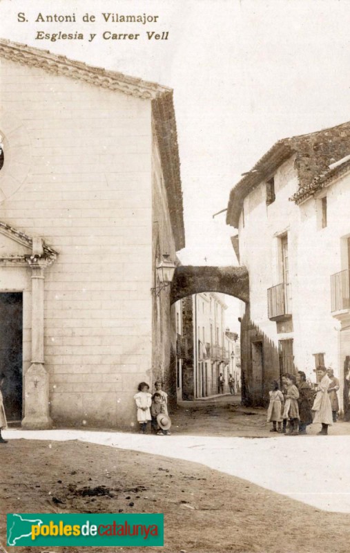 Sant Antoni de Vilamajor - Carrer Vell amb l'església a mà esquerra. Postal antiga Sant Antoni de Vilamajor - Carrer Vell amb l'església a mà esquerra. Postal antiga