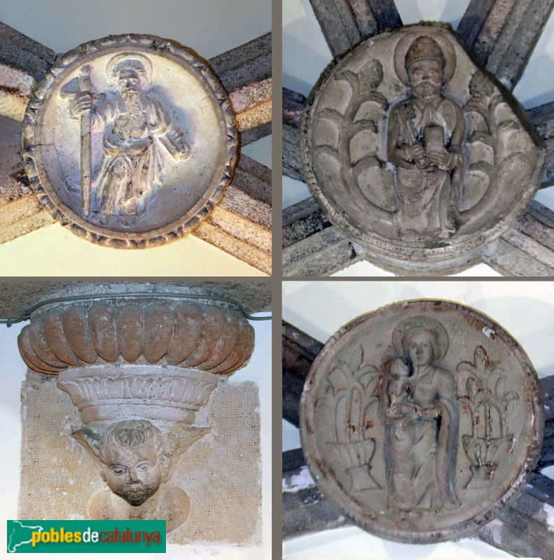 Sant Pere de Vilamajor - Església de Sant Pere. Claus de volta i mènsula (Foto: Albert Esteves, 2023) Sant Pere de Vilamajor - Església de Sant Pere. Claus de volta i mènsula