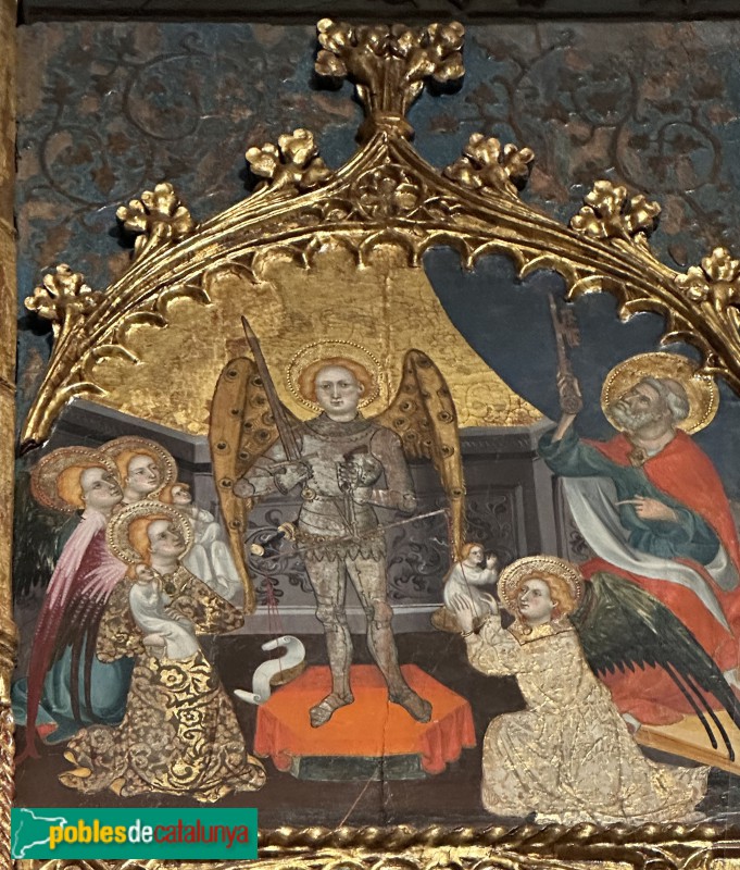 Museu d'Art de Girona - Retaule de Sant Miquel de Cruïlles. Sant Miquel pesant les ànimes (Foto: Albert Esteves, 2024) Museu d'Art de Girona - Retaule de Sant Miquel de Cruïlles. Sant Miquel pesant les ànimes