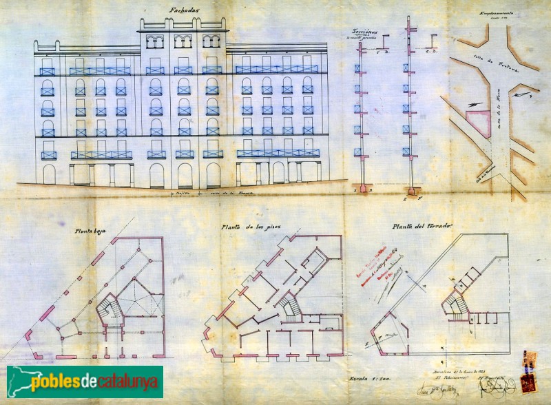 Barcelona - França Xica 13,15,17. Plànol (Arxiu Municipal Contemporani de Barcelona) Barcelona - França Xica 13,15,17. Plànol (Arxiu Municipal Contemporani de Barcelona)