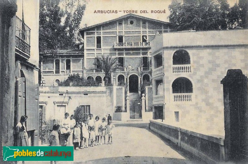 Arbúcies - El Roquer i Can Xacris, a començament del segle XX Arbúcies - El Roquer i Can Xacris, a començament del segle XX