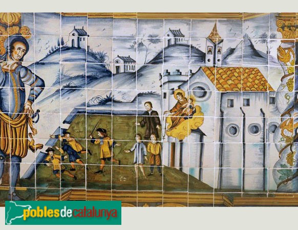 Quart - Església de Sant Sadurní de Palol. Plafó de la capella del Roser (Foto: <i>Ajuntament de Quart</i>, 2024) Quart - Església de Sant Sadurní de Palol. Plafó de la capella del Roser