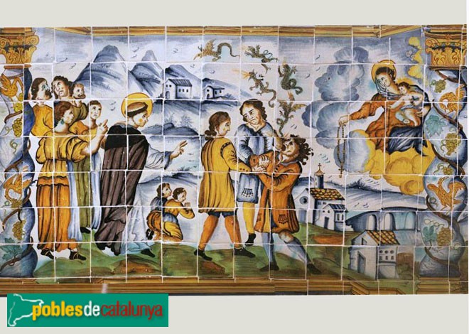 Quart - Església de Sant Sadurní de Palol. Plafó de la capella del Roser (Foto: <i>Ajuntament de Quart</i>, 2024) Quart - Església de Sant Sadurní de Palol. Plafó de la capella del Roser