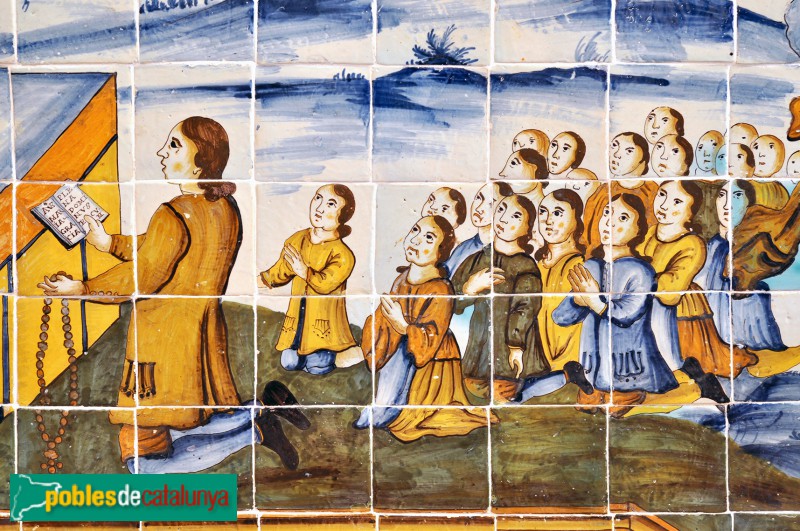 Quart - Església de Sant Sadurní de Palol. Plafó de la capella del Roser (Foto: <i>Jordi Contijoch -calaix.gencat.cat-</i>, 2014) Quart - Església de Sant Sadurní de Palol. Plafó de la capella del Roser