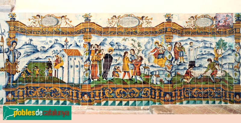 Quart - Església de Sant Sadurní de Palol. Plafó de la capella del Roser (Foto: <i>Jordi Contijoch -calaix.gencat.cat-</i>, 2014) Quart - Església de Sant Sadurní de Palol. Plafó de la capella del Roser